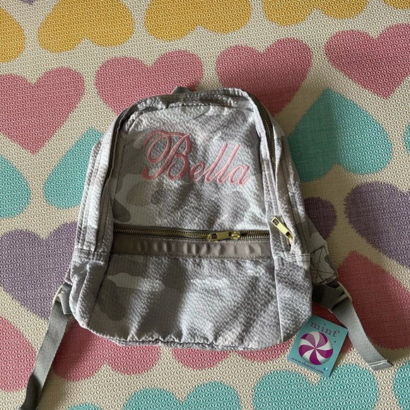 “Bella” embroidered camo pink backpack lunchbox + tote SET kids girls